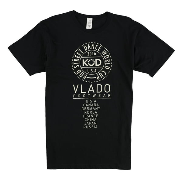 Vlado Mens Kod Street Dance World Cup Graphic T-Shirt, Black, Medium
