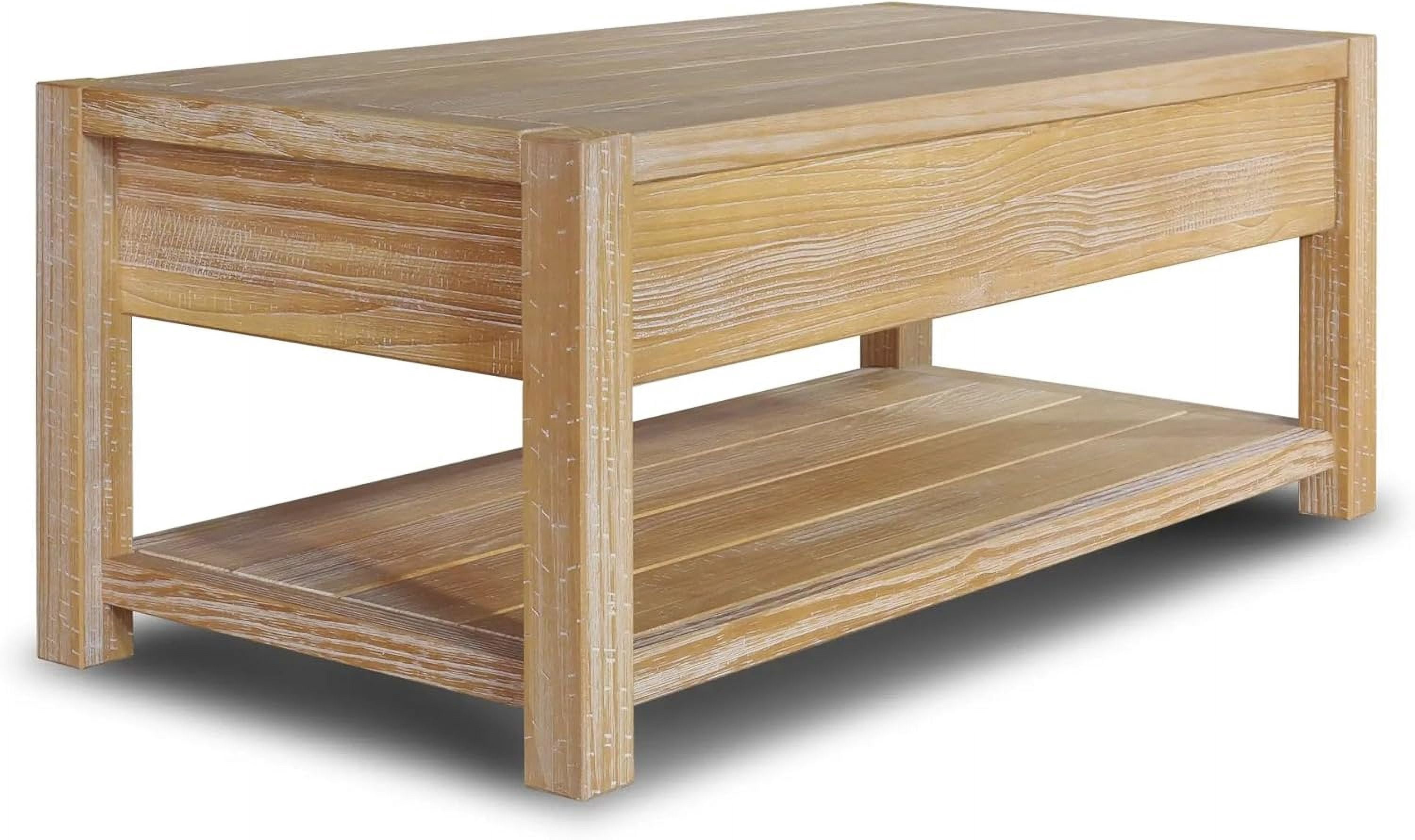Grain Wood Furniture Montauk Coffee Table, Solid Wood with a Driftwood Finish