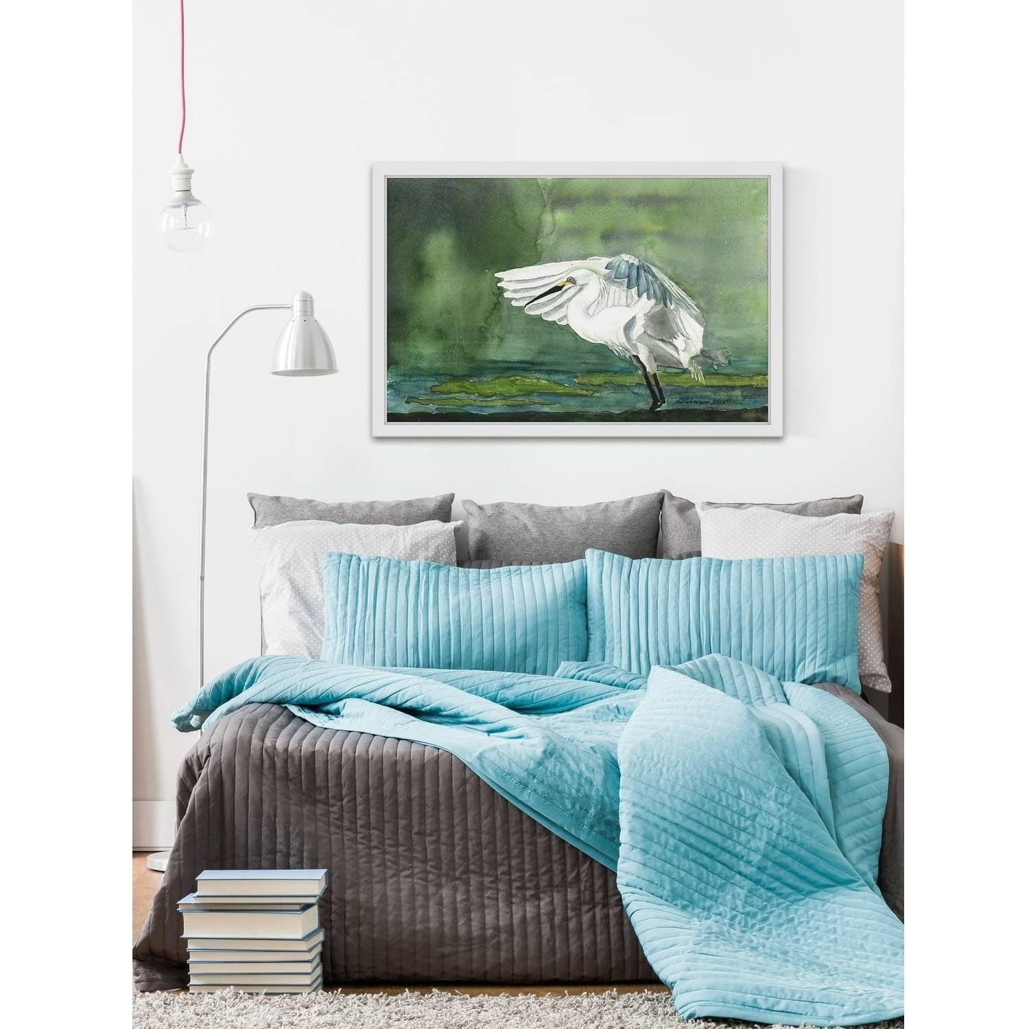 "Egret on the Pond" Framed Painting Print