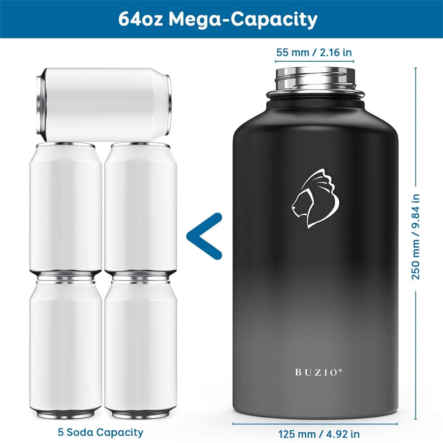 BUZIO 128oz Vacuum Insulated Jug  Gallon Jug Water Bottle – Buzio Bottle