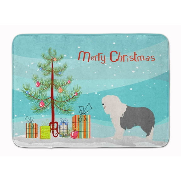 Old English Sheepdog Christmas Machine Washable Memory Foam Mat