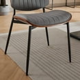 thumbnail image 6 of Dining Chairs Set of 2, Mid-Century Modern Upholstered PU Leather Chairs with Bentwood Back and Cushion, Accent Side Chairs with Metal Legs, for Kitchen, Dining Room, Gray, 6 of 7