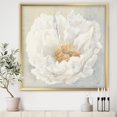 thumbnail image 1 of Designart 'blanc Serein Pivoine' Chalet Encadrée Impression d'Art - 30x30, 1 of 3