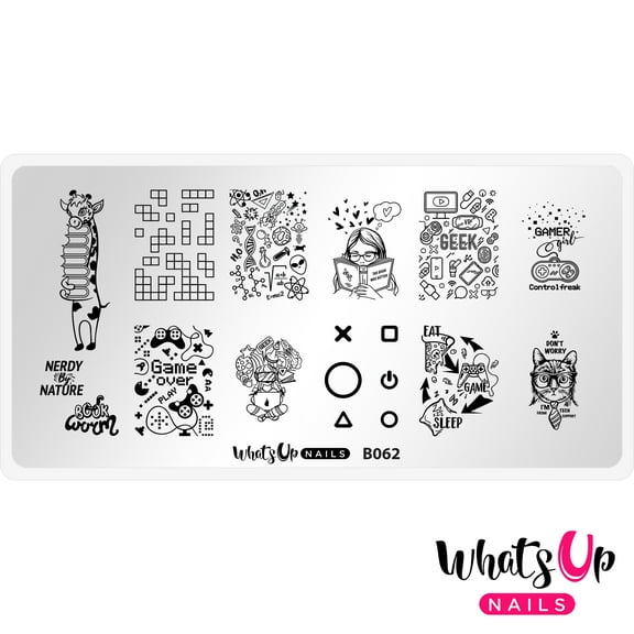 Whats Up Nails B062 Never Lose Control Metal Stamping Plate for Nail Art Design