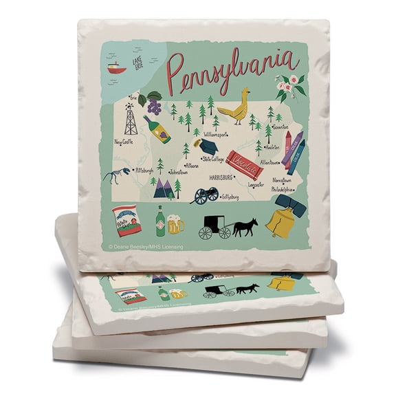 Thirstystone Pennsylvania Home State Tumbled Tile coaster 4-Pack