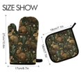 thumbnail image 2 of Yayeee Oven Mitts and Pot Holder Set of 2 Heat Resistant Kitchen Gloves Baking Hot Pad, Brown Floral Rabbits Pattern, 2 of 5