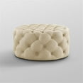 thumbnail image 4 of Posh Living Lilou Modern Linen Fabric Cocktail Ottoman in Beige, 4 of 7