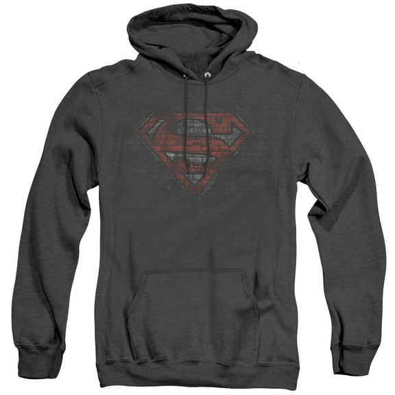 Superman Brick S Adult Heather Hoodie Sweatshirt Black