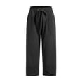 thumbnail image 4 of vigerkar Women's Cotton Linen Capri Pants Casual Cropped Baggy Trousers Comfy Loose Palazzo Lounge Pants with Pockets 2025 Black, M, 4 of 6