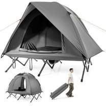 Gymax 2-Person Camping Cot Combo Off-Ground Travel Cot Tent w/Pop-up Tent Shelter