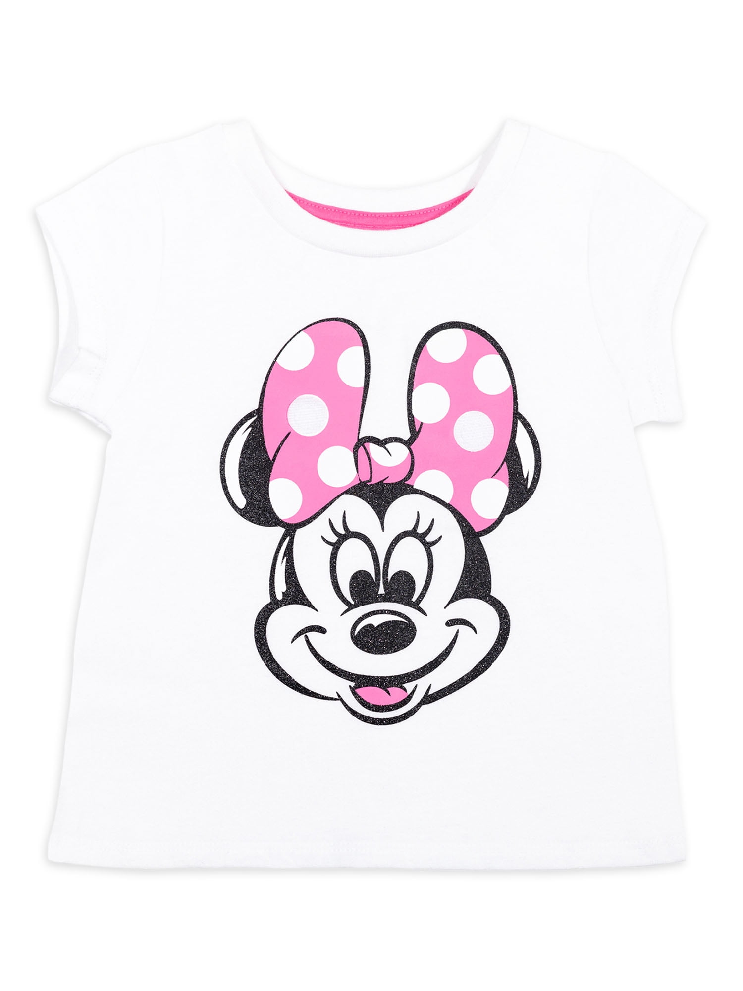 Baby Girls & Toddler Girls Minnie Mouse Short Sleeve T-Shirt & Short with Bow, 3-Piece Outfit Set (12M-5T)