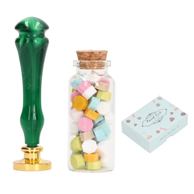 Kit de cera de sellado, juego de cera de sellado a prueba de herrumbre con mango de resina, Kit de sellos de cera de laca de fuego para sobre, boda, elfo del bosque