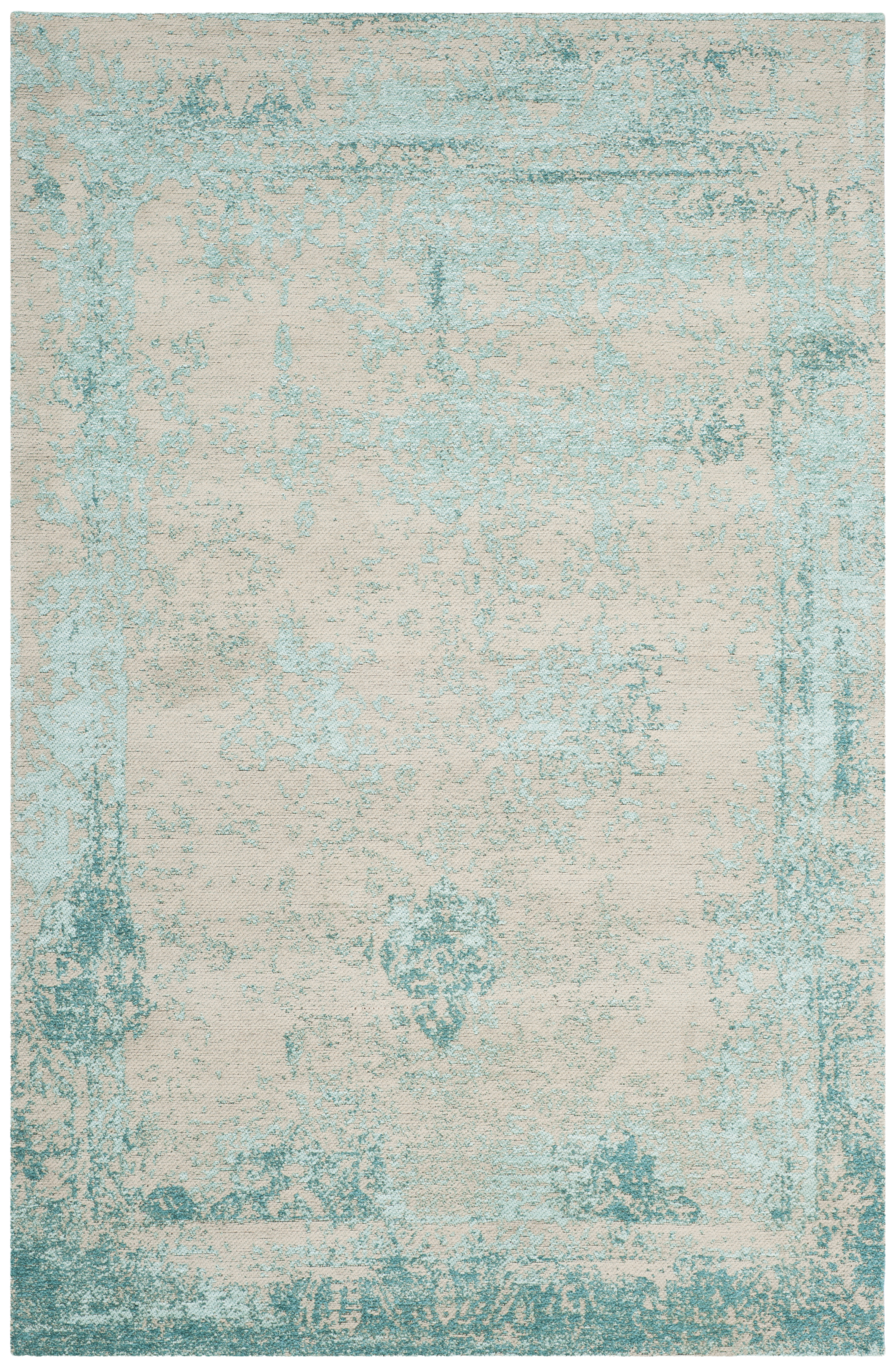 SAFAVIEH Classic Vintage Peter Overdyed Border Cotton Area Rug, Turquoise, 3' x 5'
