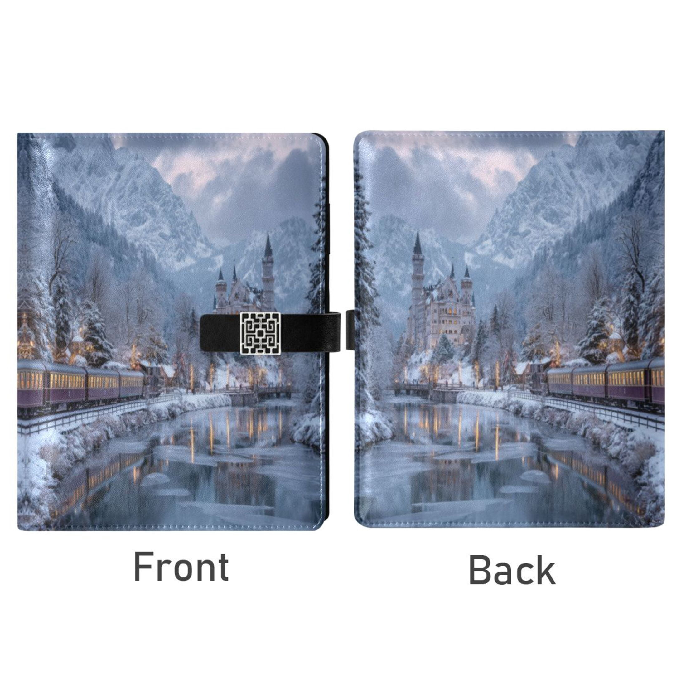 Leather Planner Leather Notebook Notebook Journal Binder Design Pen Pocket Design Convenient for Storage Train Snow Lake Journey