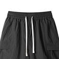thumbnail image 2 of Fengqque Men's Hiking Cargo Shorts Elastic Drawstring Outdoor Work Plus Size Shorts with Pockets Black M(M), 2 of 5
