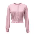 thumbnail image 4 of LEKODE Womens Casual Crew Neck Button Down Knit Cardigan Lightweight Long Sleeve Thin Soft Cropped Outer Top B S, 4 of 5