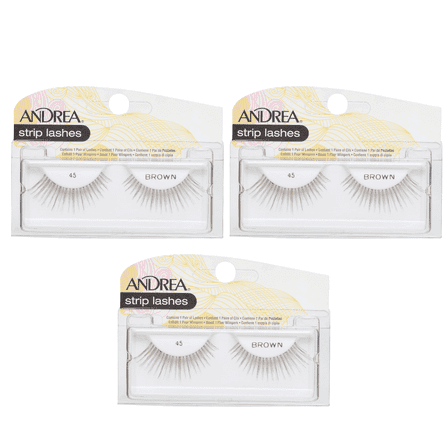 Andrea False Eyelashes, Style 45, Brown Striplash (3 Pack)
