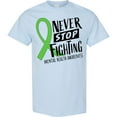 thumbnail image 3 of Inktastic Never Stop Fighting Mental Health Awareness Green Ribbon T-Shirt, 3 of 5