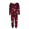 thumbnail image 5 of HWRETIE Women's Plus Size Printed Long Sleeve Pants Set Casual Home Suit Valentine's Day Outfit Fashion Comfy Loungewear Two-Piece Set for Relaxed Daily Style Pink-3, 5 of 6