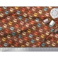 thumbnail image 2 of Soimoi Red Poly Georgette Fabric Leaves & Owl Tribal Print Fabric by Yard 42 Inch Wide, 2 of 3