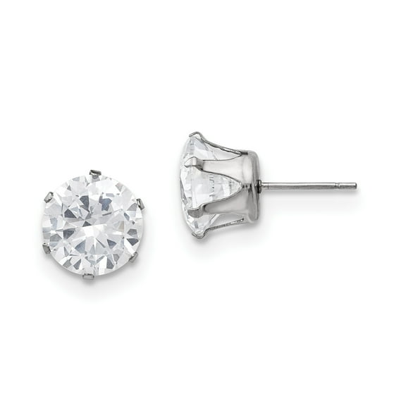 Primal Steel Stainless Steel 10mm Round Cubic Zirconia Stud Post Earrings