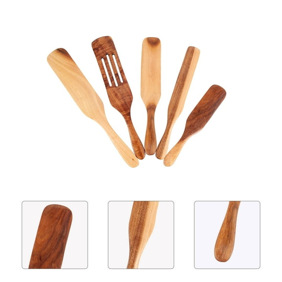 SOPOTUTU 5-Piece Assorted Color Wooden Kitchen Utensils Set for Home Cooking and Food Preparation