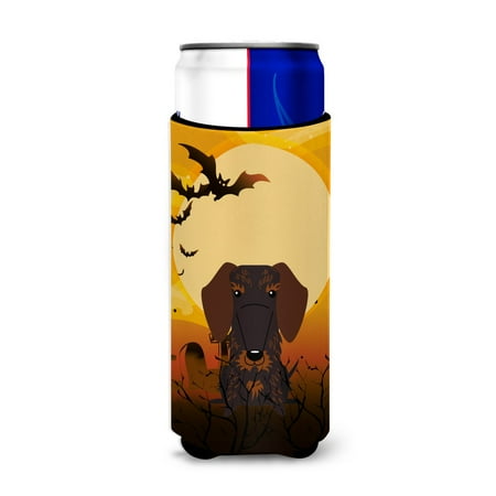 

Carolines Treasures BB4395MUK Halloween Wire Haired Dachshund Chocolate Michelob Ultra Hugger for slim cans Slim Can