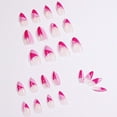 thumbnail image 2 of Prensa francesa en las uñas, uñas postizas de almendras cortas de graffiti rosa brillante, puntas de uñas de acrílico de dos tonos para mujeres y niñas 24 piezas Namotu HMHZ361, 2 of 6