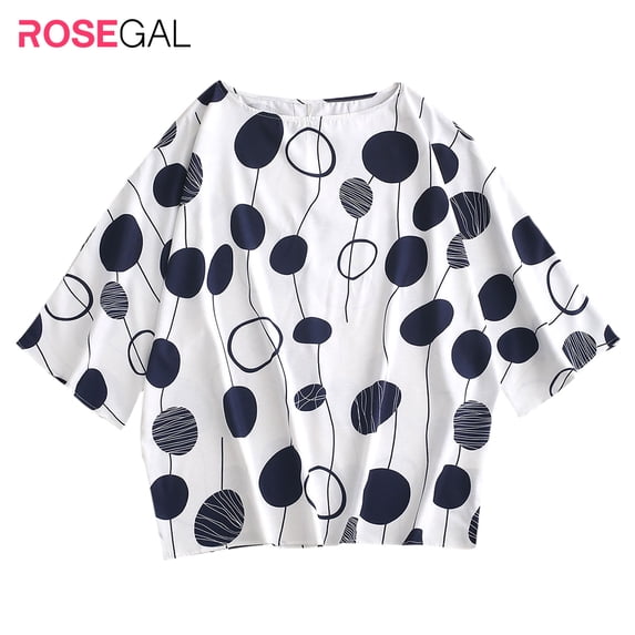 RosegalFor Women Plus Size Polka Dot Batwing Sleeve Blouse White 4X