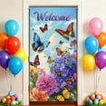thumbnail image 5 of YaoZQ Spring Welcome Door Banner, Colorful Butterflies and Hydrangea Flowers Scene, Nature Seasonal Front Door Hanging Decor, Blue, 35 x 71 in, 5 of 7