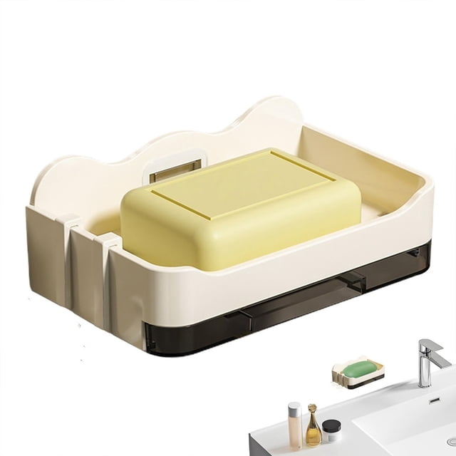 Cqxid Rack Under $5 Soap Dish For Shower Wall Mounted Soap Dish Rectangle Soap Holder Soap Dishes For Bathroom Shower Soap Dish Holder Removable Draining Soap With Hooks For Bathroom Kitchen