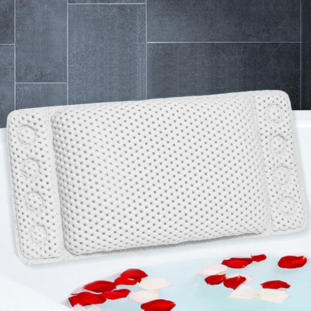 Almohada de espuma para bañera con ventosas | Almohada de PVC para cabeza y cuello | Almohada de spa suave para relajarse en blanco, gris, azul o verde