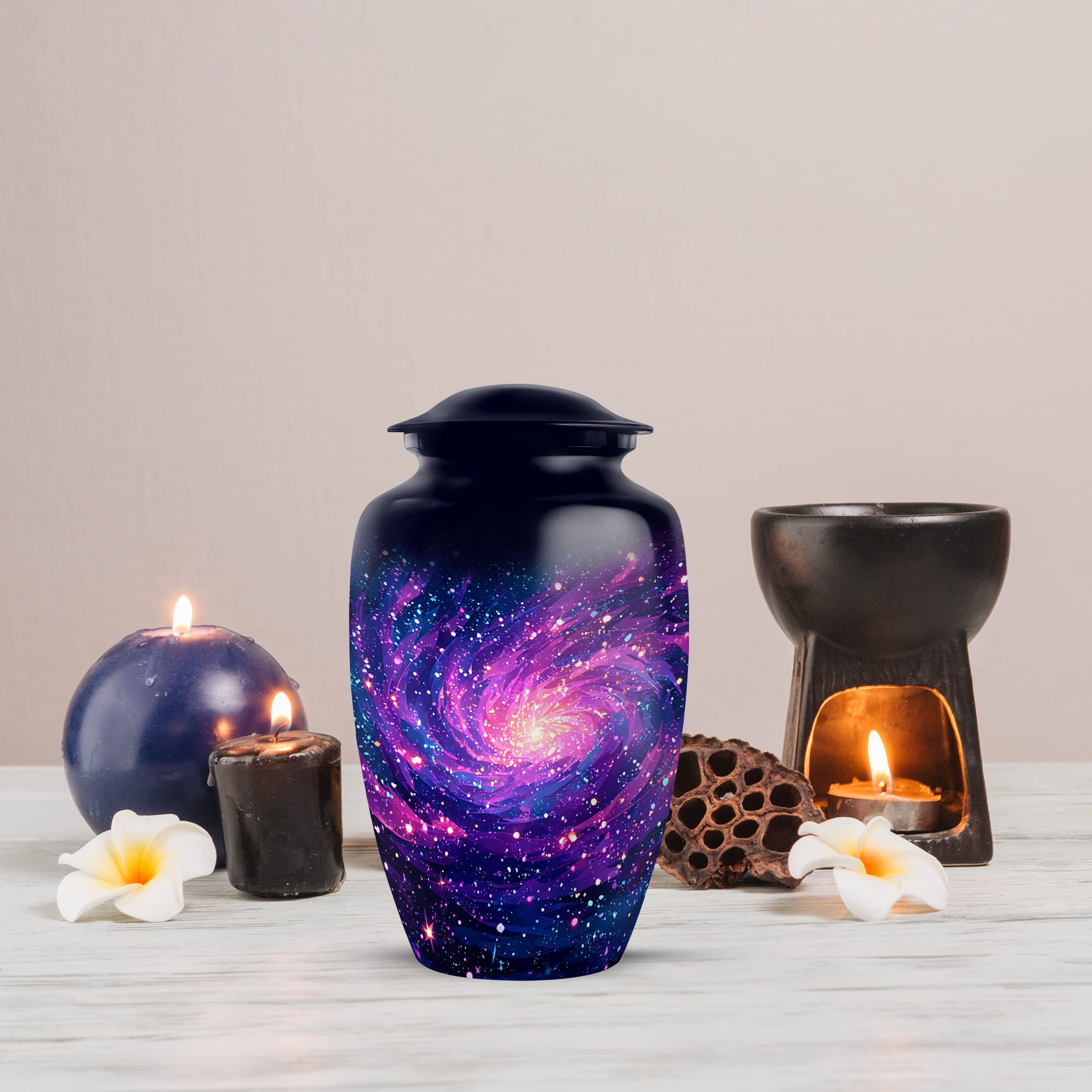 MUKTIVE Galaxy Purple Cremation Urn for Human Ashes Mom & Dad, Large Unique Urns for Ashes Men and Women, Funeral Urns, Memorial Blue Urn for Female, 10 Inch