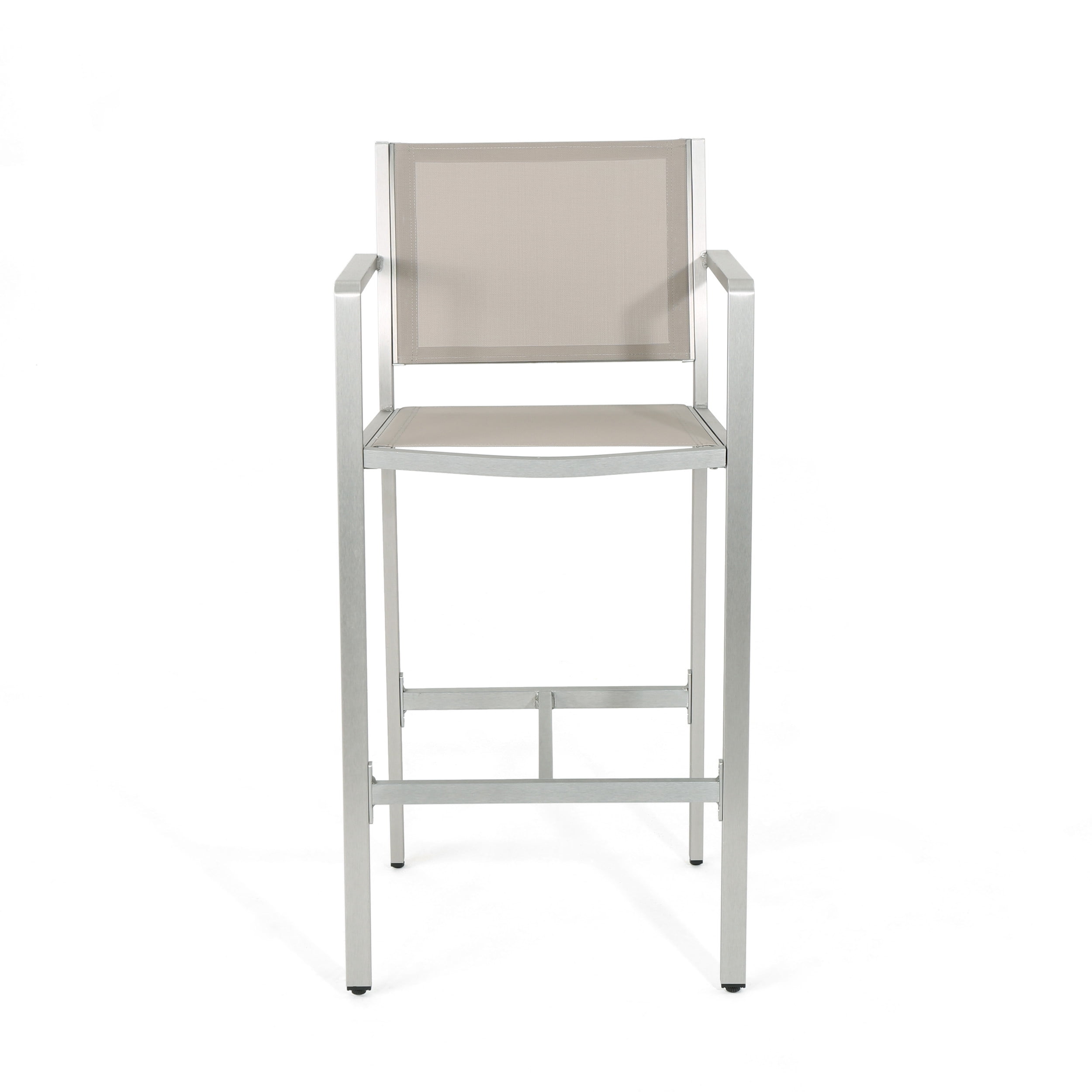 Outdoor Aluminum Frame Bar Stool with Grey Mesh Surface for Patio Bar 29.50 Inch