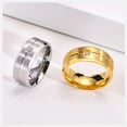 8mm Men's Wedding Band, AAA CZ Stone Solitaire Ring, Matte 14K Yellow ...
