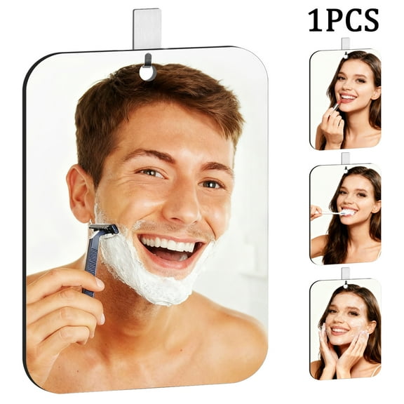 Shower Mirror Fogless for Shaving, Bathroom Accessories No Fog Shaving Mirror, 5.1"x6.7" Anti Fog Makeup Small Mirror Travel Camping, Shatterproof Men's Woman Wall Mirrors Hanging Locker