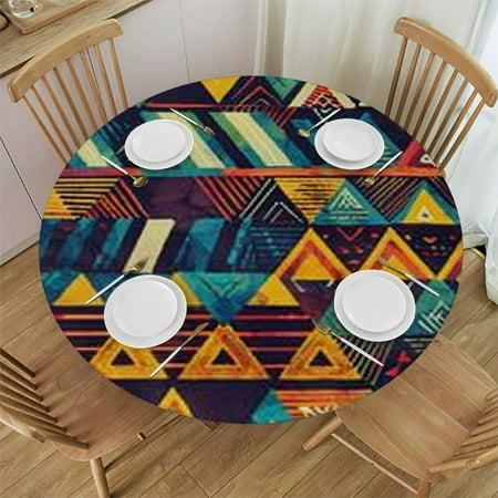 

HAOXIT Ethnic Round Tablecloth Themed Party Decorations Tablecloths Spill Proof Table Cloths for Tabletop Decor 42-46