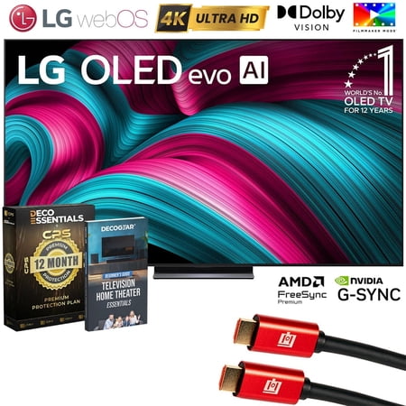 LG 83 Inch C5 Series OLED evo 4K UHD Smart webOS TV (2025) OLED83C5PUA Bundle with 1 YR CPS Extended Warranty, 2x 6FT HDMI Cable and Deco Gear Home Theater Beginner's Guide