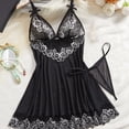 thumbnail image 6 of Plus Size Women's Lace Trim Sheer Babydoll Lingerie Sexy Plus Size Nightgown with Bow for Romantic Evenings, 6 of 7