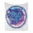 thumbnail image 1 of Wording Soft Flannel Fleece Throw Blanket, Inspirational Words on Watercolor Brushstroke Background Retro Print, Cozy Plush for Indoor and Outdoor Use, 70" x 90", Blue Purple, by Ambesonne, 1 of 6
