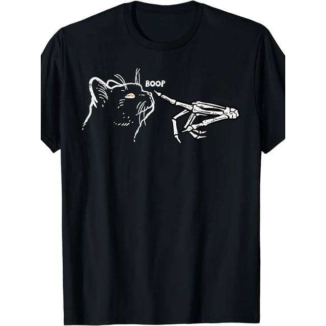 playera de manga corta para adultos con logotipo de los años 90 clásico Style Graphic TeesBlack Cat and Skull Hand Pattern Printed Men's round Neck Short Sleeve Cotton T-shirt, Casual Summer T-shirt
