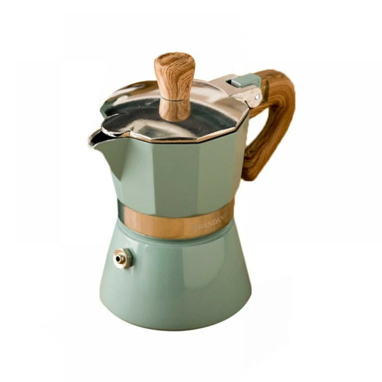 Mocha Coffee Pot Vintage Wooden Handle Aluminum Espresso Maker