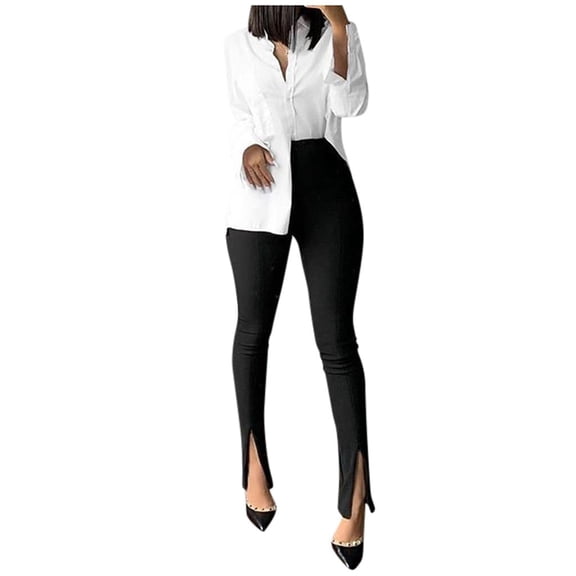 Lindreshi Womens Pants Clearance Women Fashion Tight Fitting High Waist Split Pants Pencil Pants Yoga