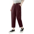 thumbnail image 2 of Htigea Clearance Womens Summer 3/4 Pants Flowy High Waisted Loose Casual Lounge Pant Wide Leg Palazzo Capris Adjustable with Pockets under 10 dollars Purple,XL, 2 of 3