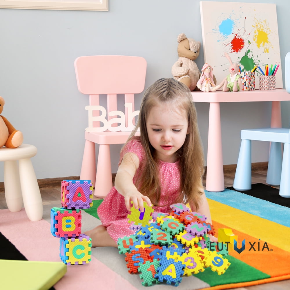Numbers Letters Puzzle Mat Education Toys,Mini Soft EVA Foam Play Crawling Mat,Colorful Pad for Nursery,Home Chnrong 36Pcs Letter Mat Indoor 