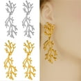 thumbnail image 2 of Fogun Fashionable Sturdy Stainless Steel Leaf Designs Drop Earrings for Women Fashion Statement Jewelry Pieces Daily Use, 2 of 2