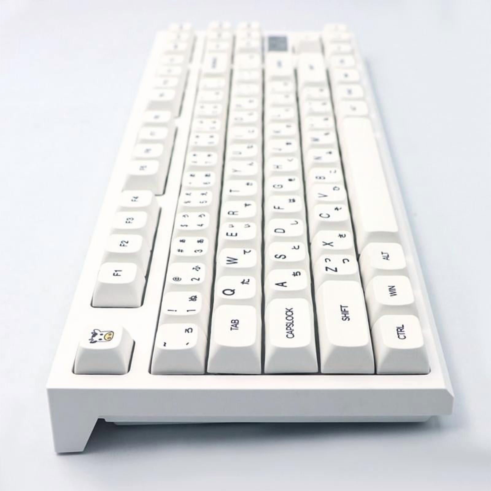 126PCS Keycaps Minimalist White DA Profile PBT Keycaps for Mechanical Keyboards Japanese Milk White Style