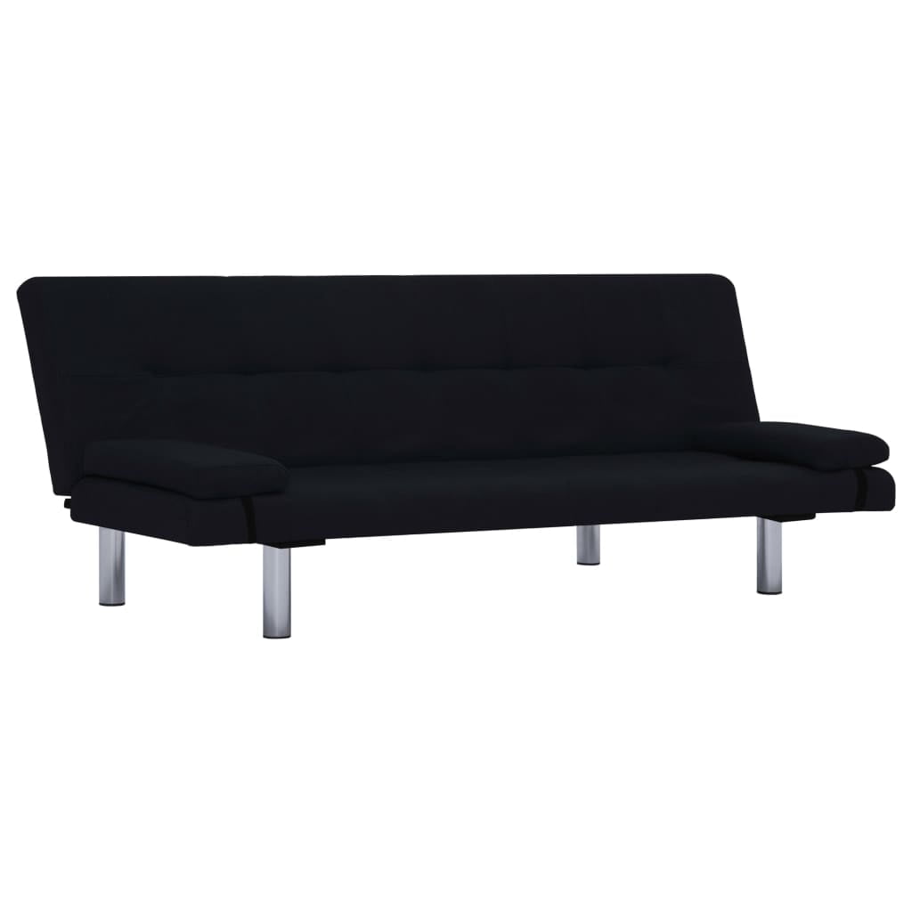 Kepooman Modern Faux Leather Convertible Sofa with 2 Pillows for Living Room Office, Black Kepooman Modern Faux Leather Convertible Sofa with 2 Pillows for Living Room Office, Black