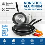 Granitestone Diamond Nonstick Frying Pan Set Piece 8 10 12 Triple Coated Mineral & Diamond Frying Pans, Skillets Cooking Pan Induction Oven Safe Black