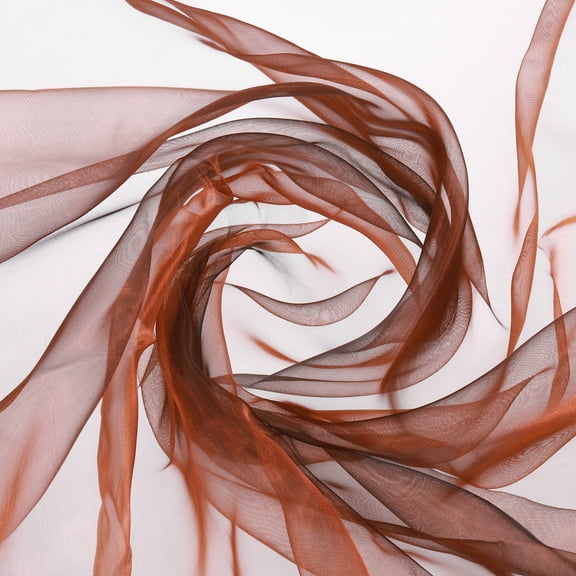 Iridescent Sheer Organza Fabric, 2 Yards x 59 Inches Solid Shiny Fabric for Wedding, Curtains, Costume, Photography Background, Gradient Dark Coffee